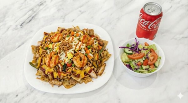 Sriracha Sauce King Prawn Roti Kottu